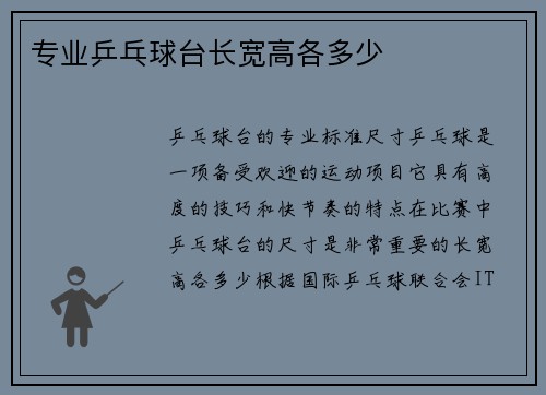 专业乒乓球台长宽高各多少