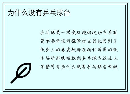 为什么没有乒乓球台