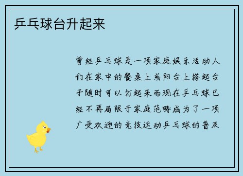 乒乓球台升起来