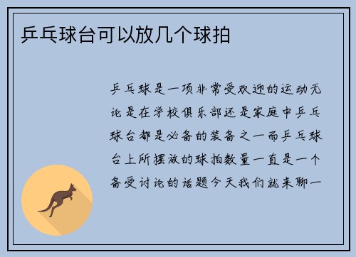 乒乓球台可以放几个球拍
