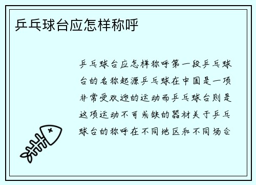 乒乓球台应怎样称呼