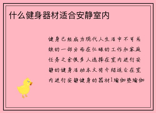什么健身器材适合安静室内